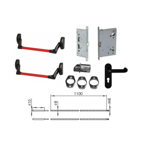 Комплект врезной антипаники CISA Fast-Push для двустворчатой двери