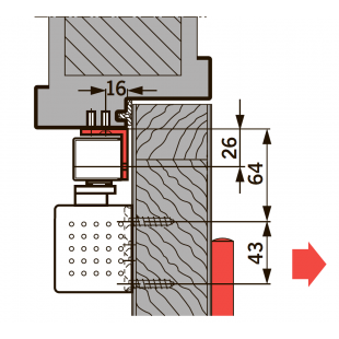Монтажный уголок для G-EMF для установки доводчика на дверную коробку