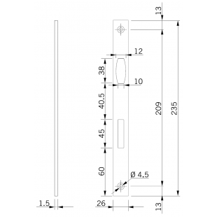 Ответная планка 027 для узкопрофильных роликовых замков, шлифованная нержавеющая сталь 51000331