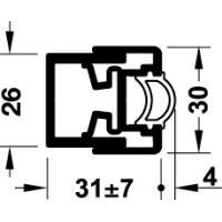 Компенсационный профиль с уплотнителем для EKU Divido/Hafele Slido, 2,5 м
