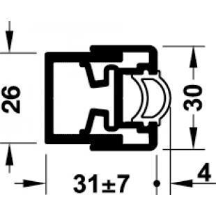 Компенсационный профиль с уплотнителем для EKU Divido/Hafele Slido, 3 м