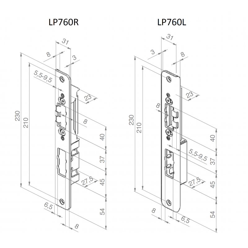 Ответная планка LP760 ABLOY для наружных дверей без притвора - купить в ...