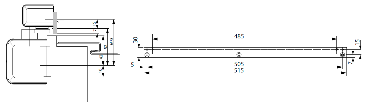 Монтажная пластина A115  Для скользящей тяги G461 1 шт. для активной створки двери