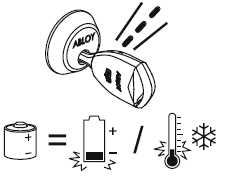 Заряд батарейки низкий или ключ замерз (попробуйте согреть ключ в своей руке)
