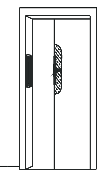 Типовая установка электромагнитного замка EM7500-F AH на раздвижную дверь