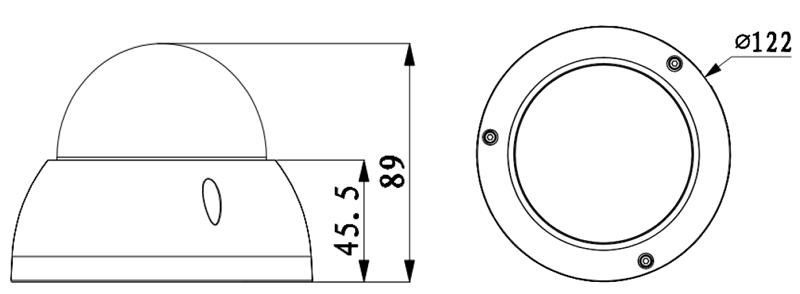 Размеры видеокамеры DH-IPC-HDBW2120RP-VFS